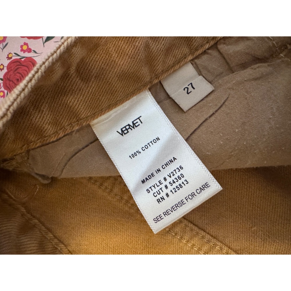 Vervet Women Mustard Tan Distressed Wide Leg High‎ Rise Jeans Size 27 e3 - Picture 4 of 7